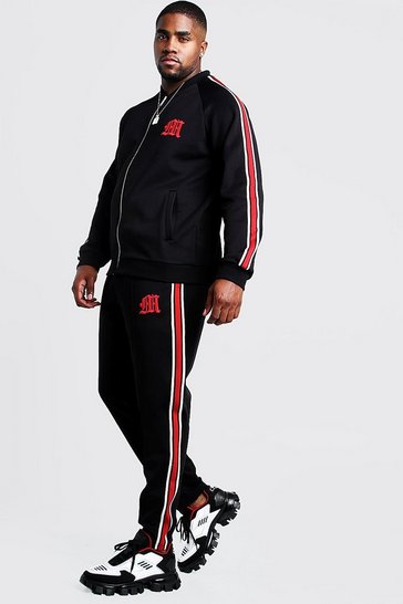 Big & Tall MAN Tricot Tracksuit With Side Tape | Boohoo UK