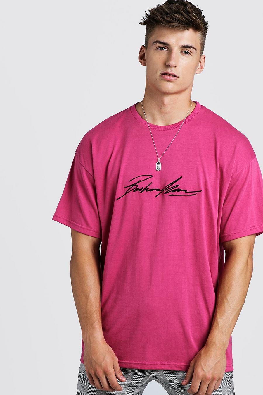 Oversized-T-Shirt mit aufgestickter MAN-Signatur image number 1