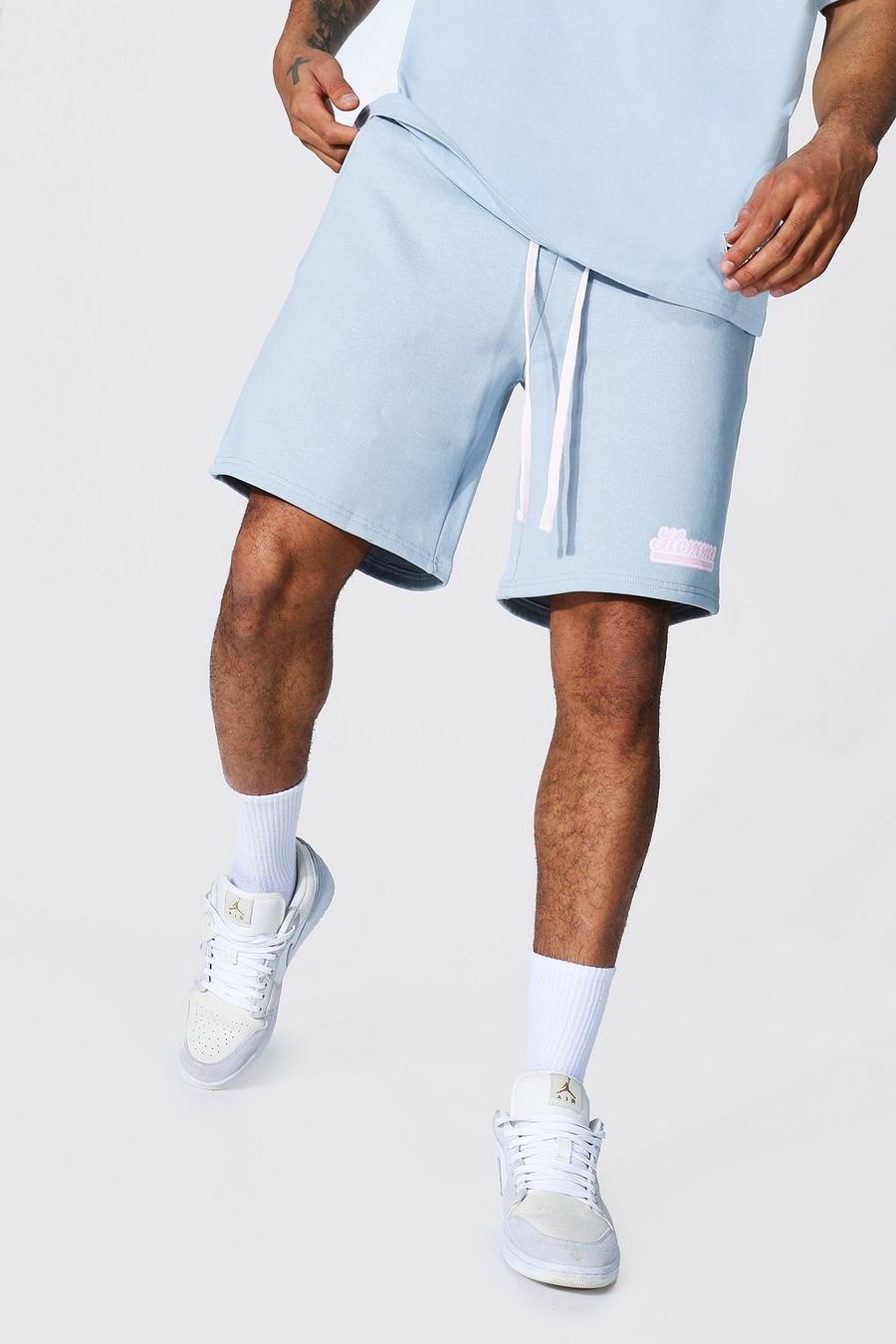 Basketball Jersey-Shorts mit Homme-Print, Blau image number 1