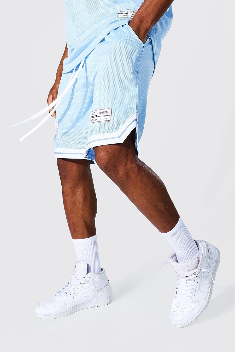 Blue Worldwide Basketbal Shorts Met Mesh Streep image number 1