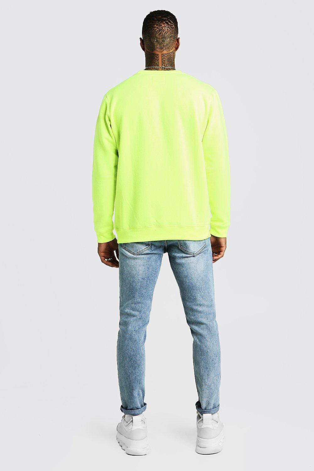 Neon yellow cheap crew neck sweatshirt