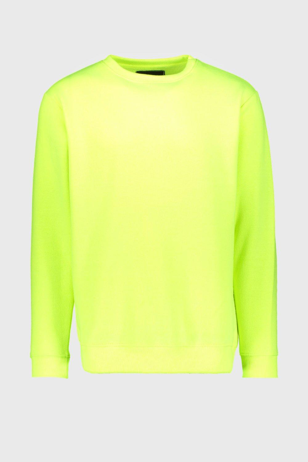 Neon yellow crew store neck sweatshirt