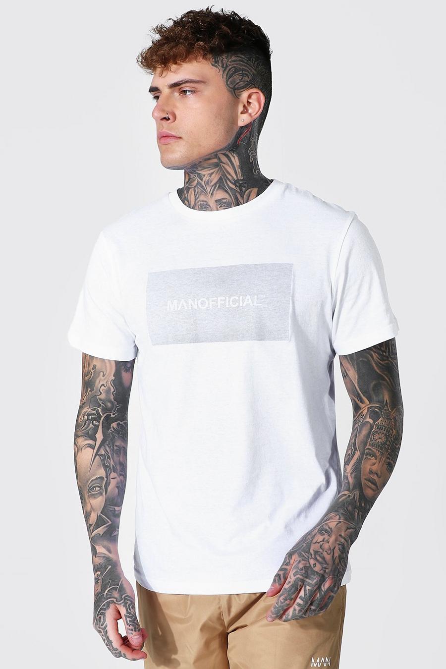 White Slim Fit Official Man Reflective Box T-shirt image number 1