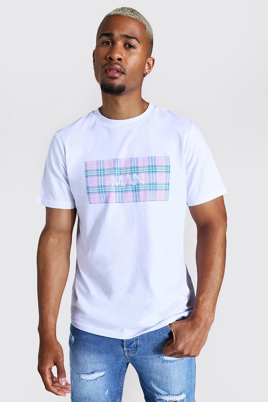 T-Shirt mit Karobox und Original Man-Print, Weiß image number 1