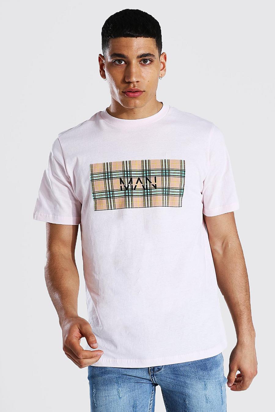 T-Shirt mit Karobox und Original Man-Print, Rosa image number 1