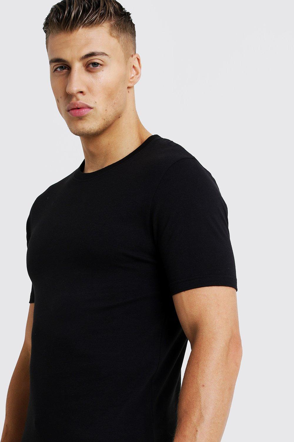 muscle fit curved hem t shirt