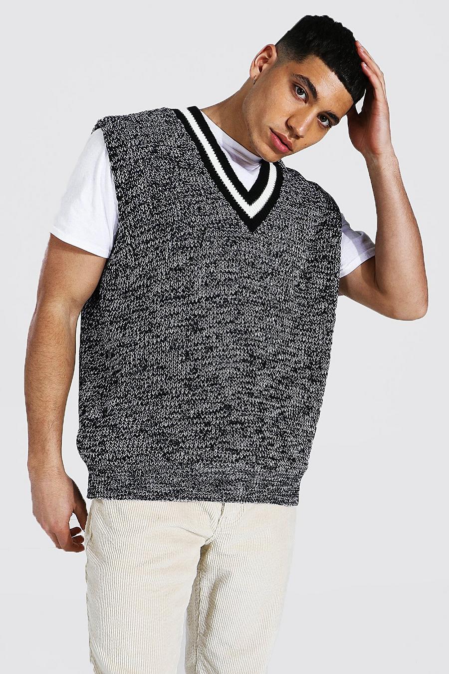 Grey Contrast Rib Twist Yarn Vest image number 1