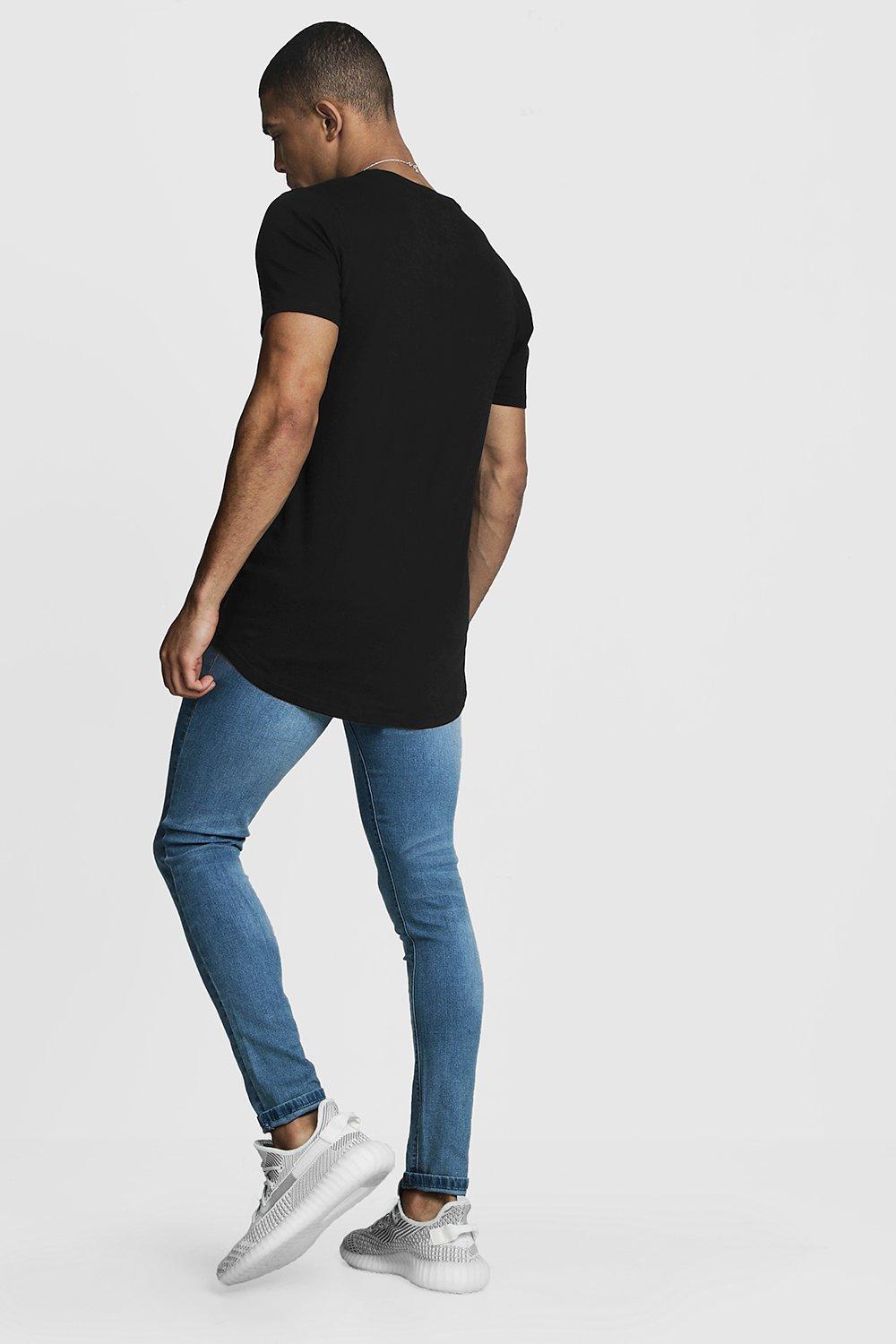 T shirt long a ourlet fendu avec couture au milieu du dos boohoo FR