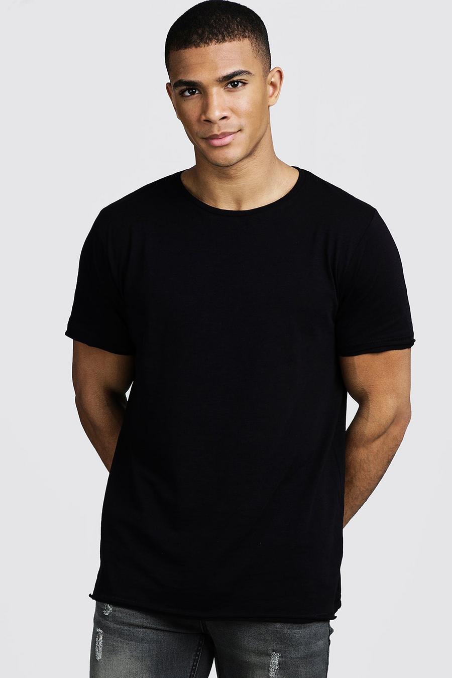 Black Slub T-Shirt With Raw Edge image number 1