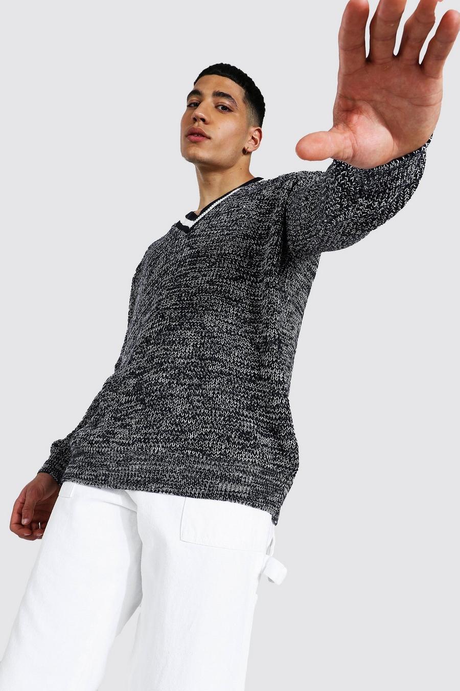 שמנת סוודר אוברסייז עם אריגה בצבע מנוגד image number 1