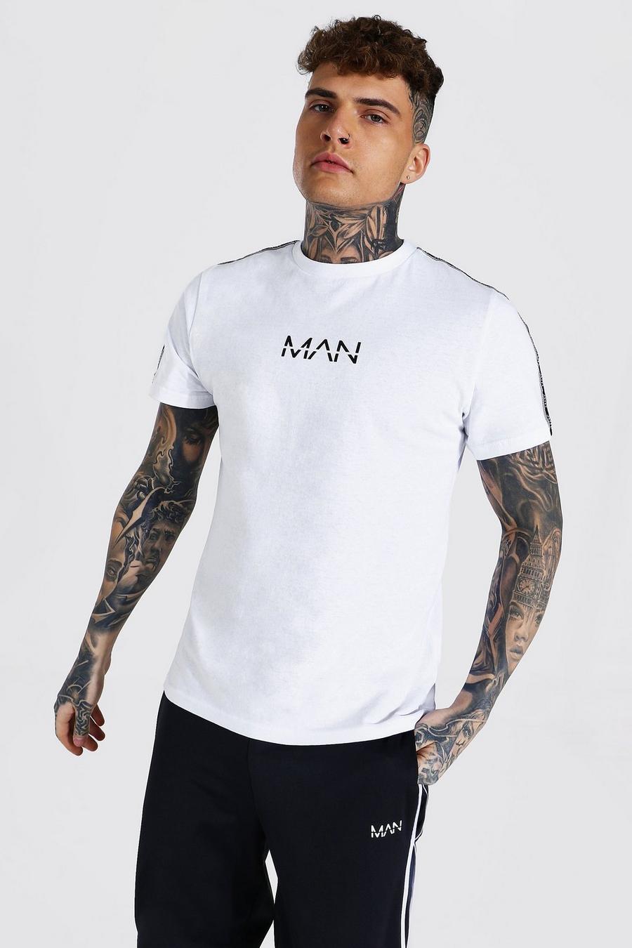 Camiseta MAN Original ajustada deportiva con cinta en las mangas, White image number 1