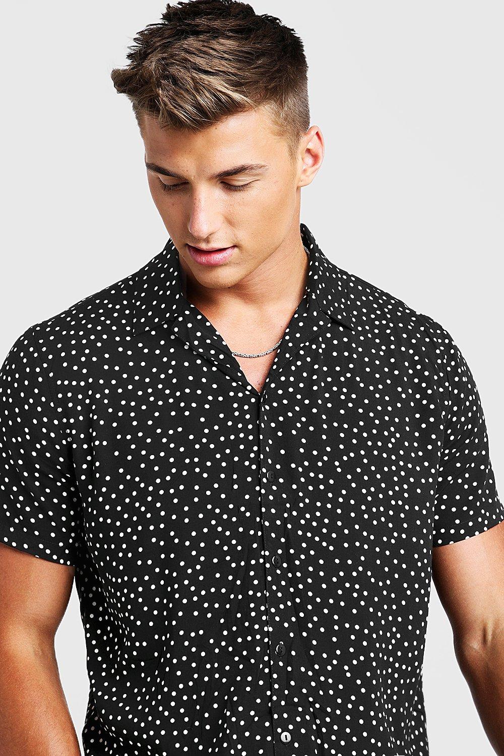 Mens short sleeve store polka dot shirt