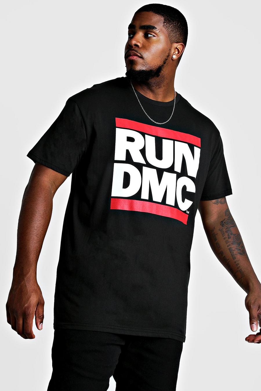 Black Big & Tall - T-shirt med RUN DMC-tryck image number 1