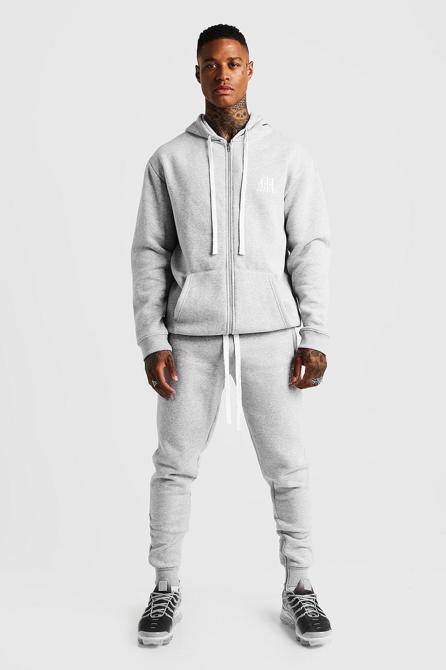 Grey MAN Aesthetics Skinny Joggers With Zips image number 1