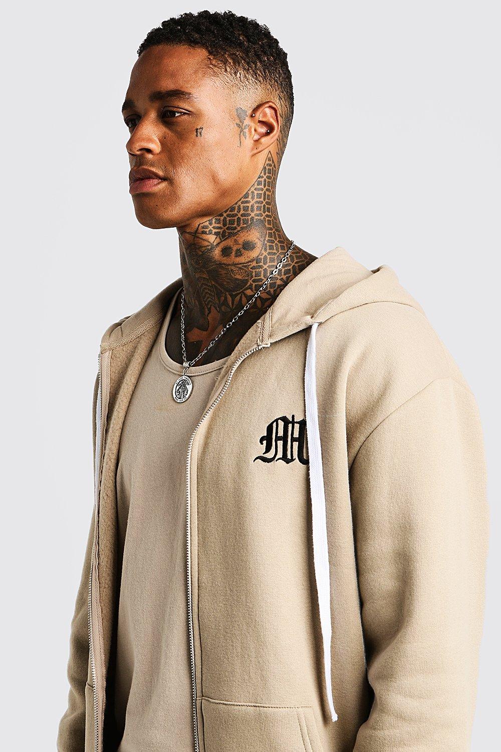 Mens longline zip hoodie best sale