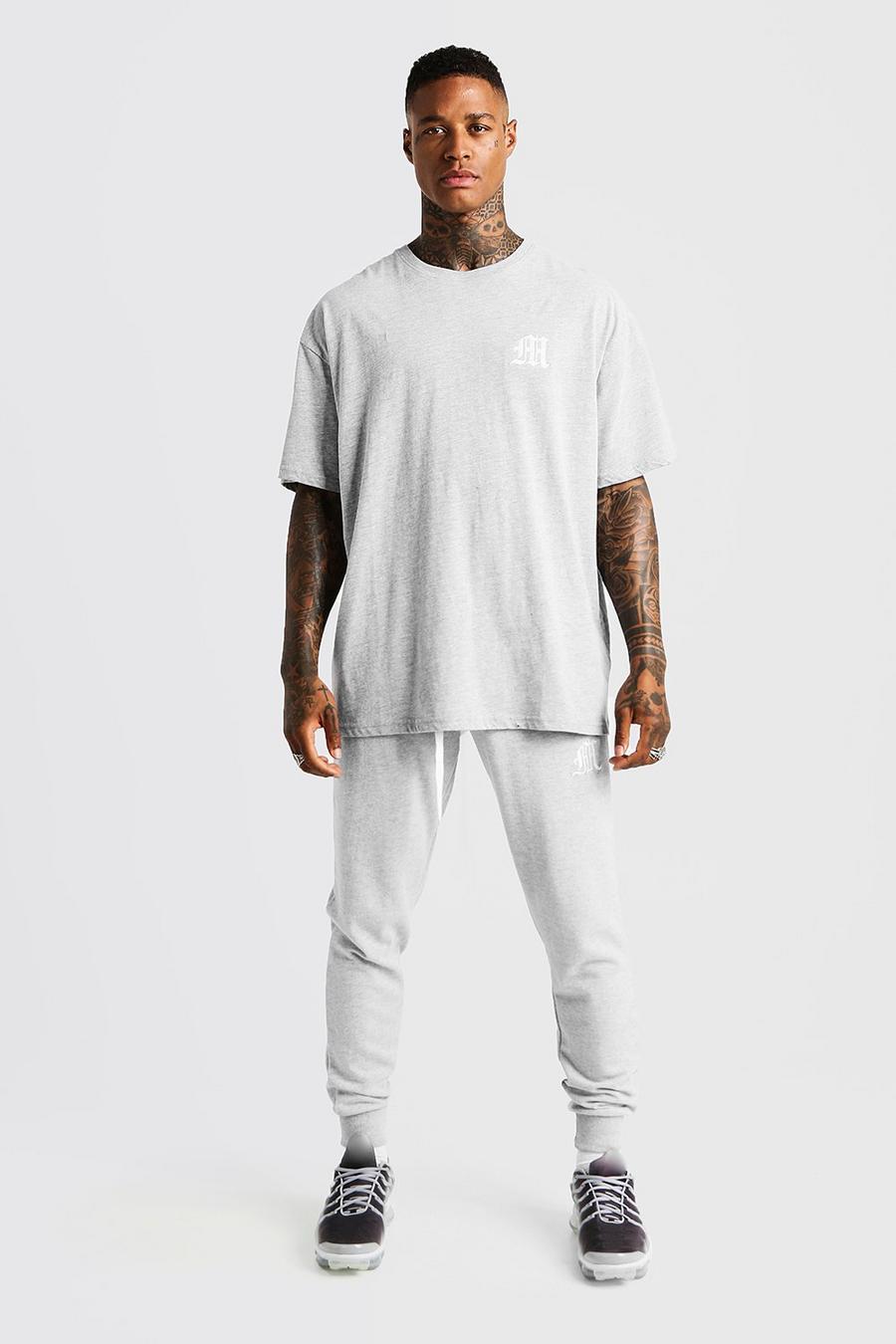 Grey grå MAN Aesthetics Oversize t-shirt med låg axelsöm image number 1