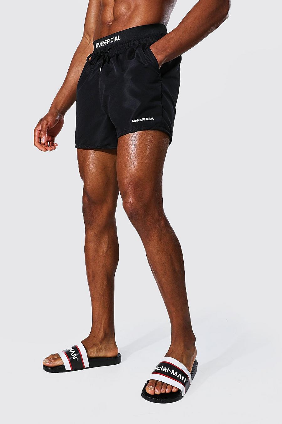 Black MAN Korta badshorts med midjeband image number 1