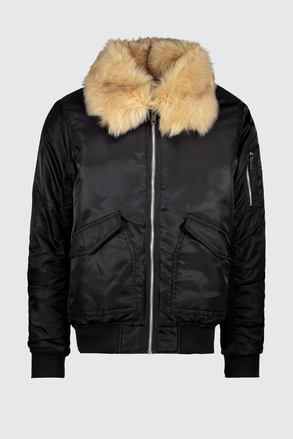 Padded ma1 bomber with faux store fur collar