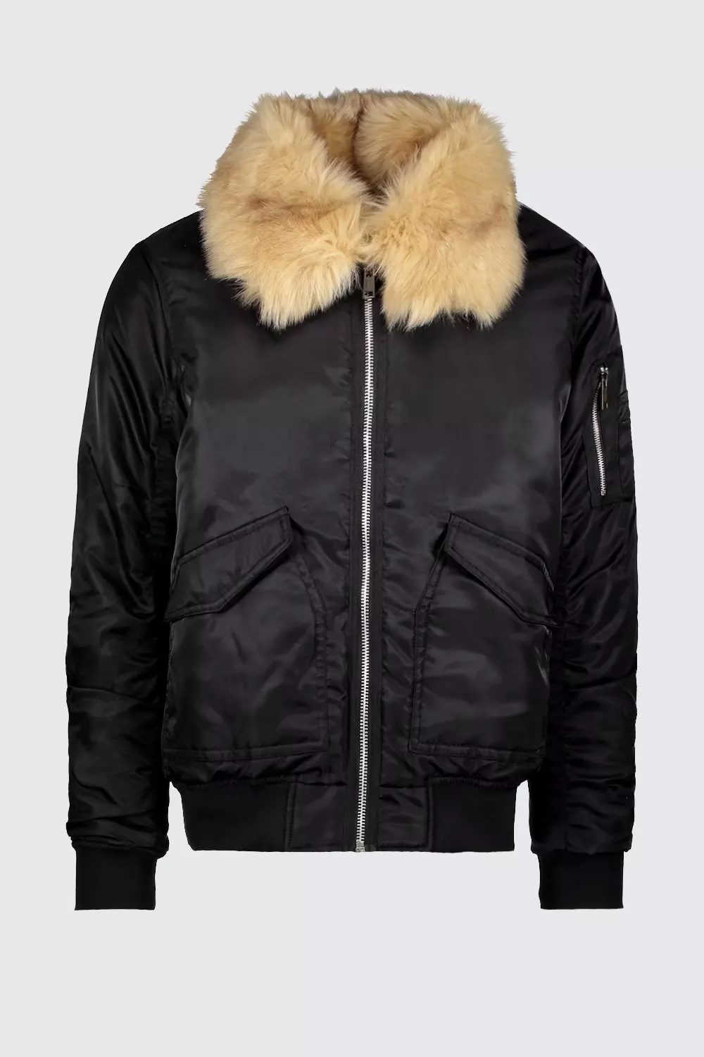 Faux fur collar sale ma1 bomber jacket