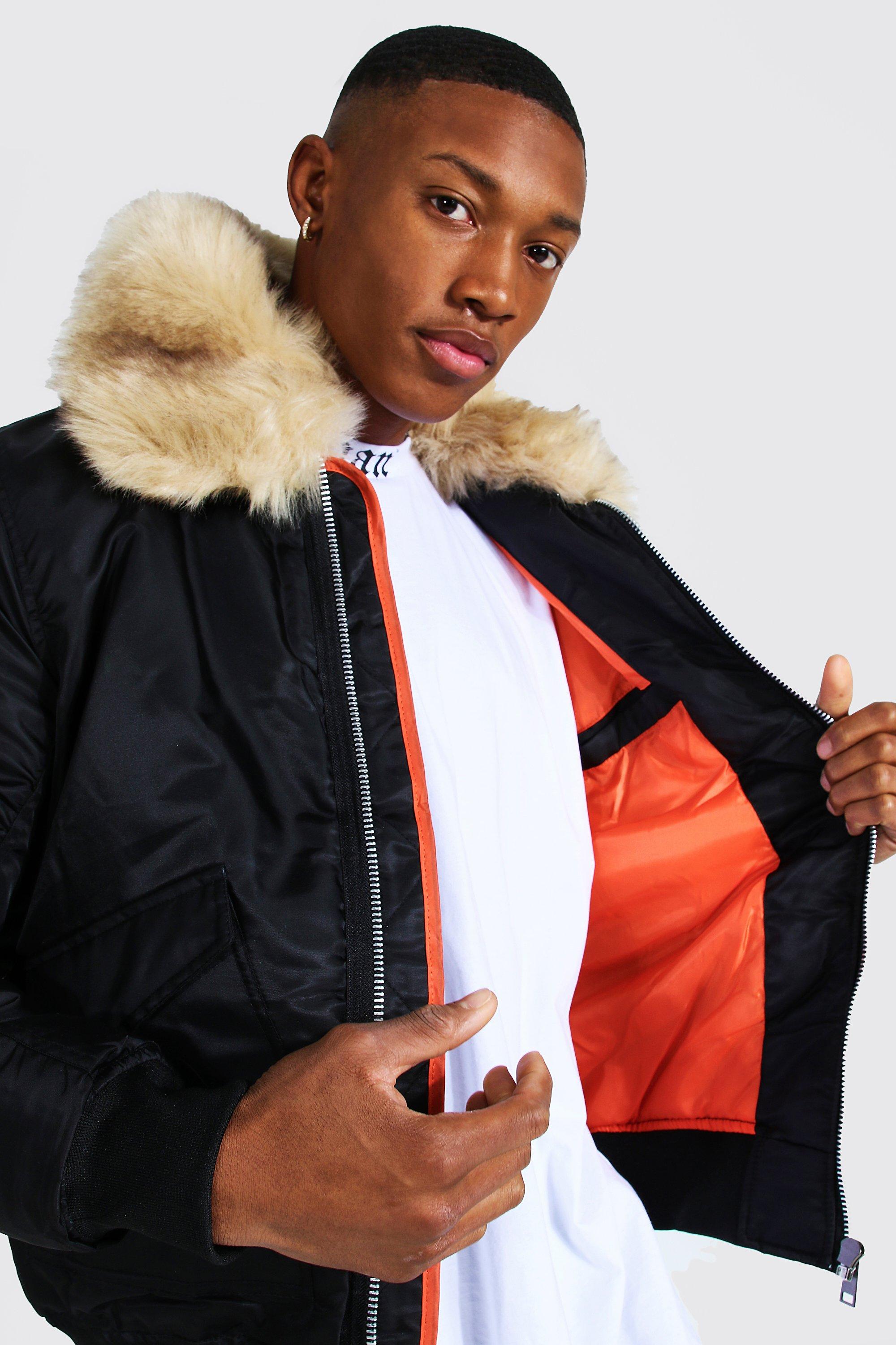 Faux Fur Lined Ma1 Bomber Jacket