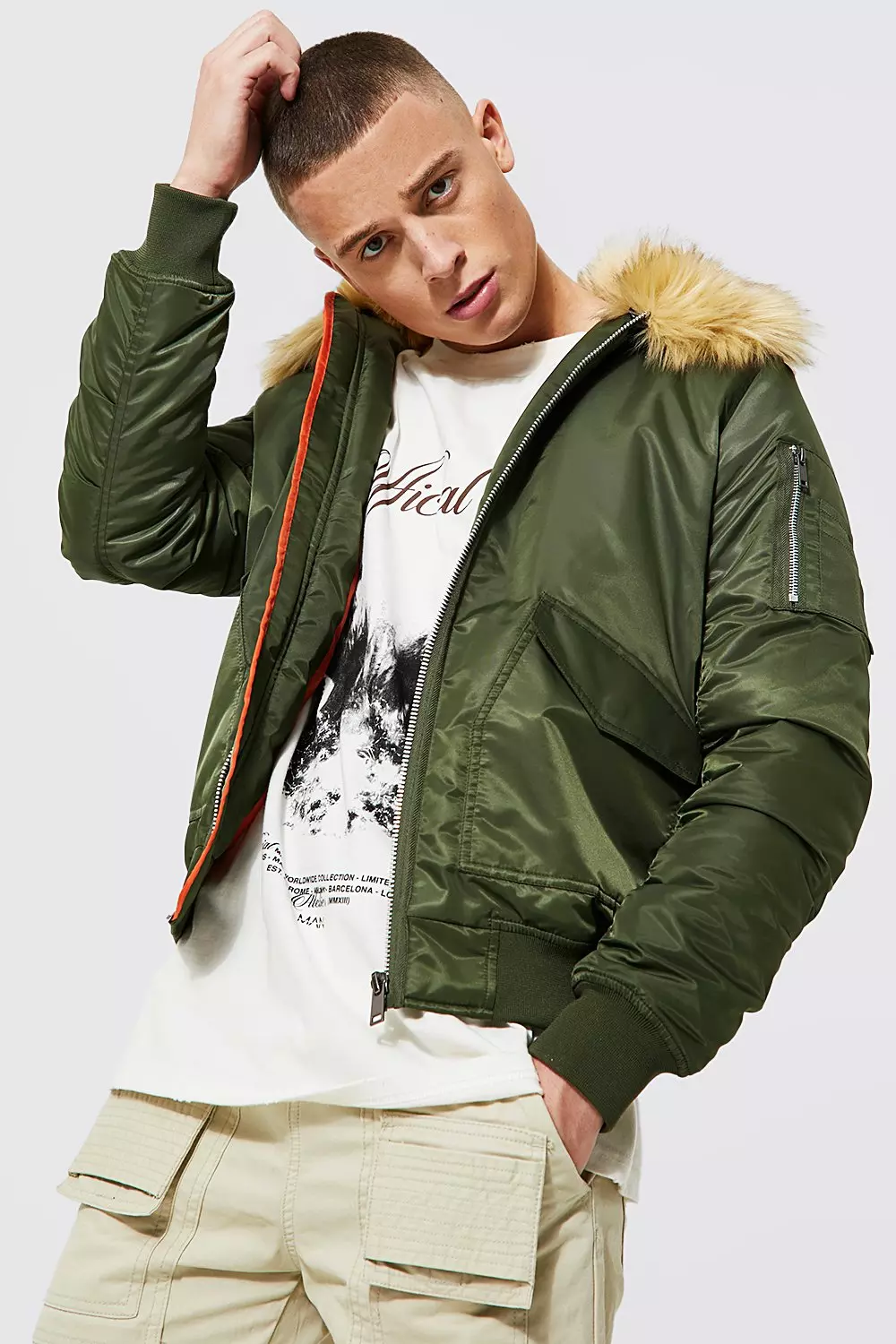 Padded MA1 Bomber With Faux Fur Collar