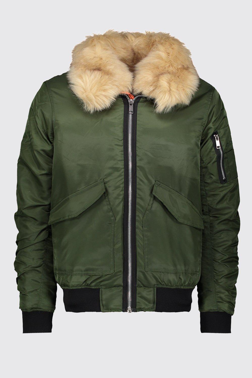 Padded MA1 Bomber With Faux Fur Collar boohoo IL