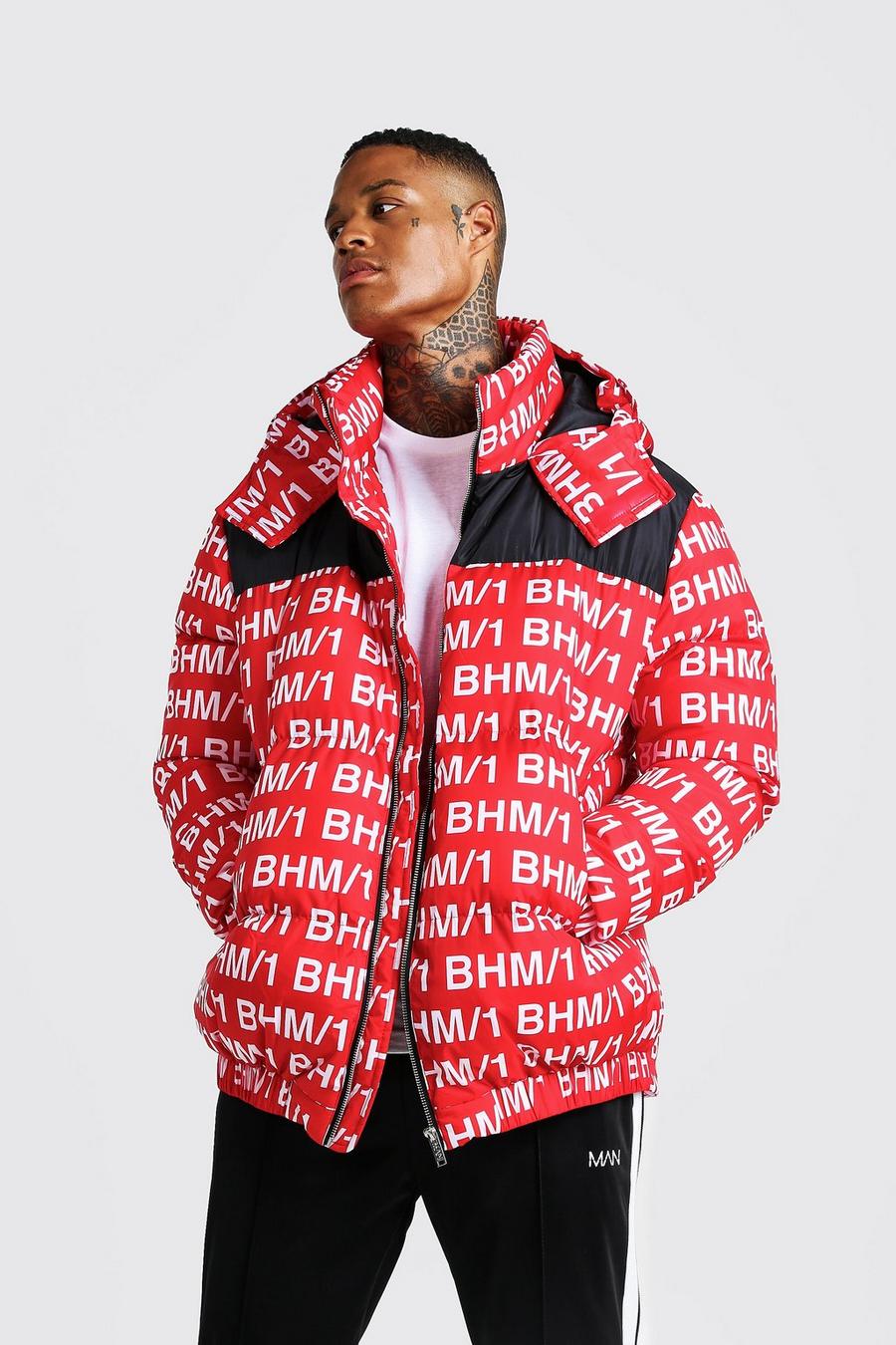 Red BHM/1 Printed Puffer Coat image number 1