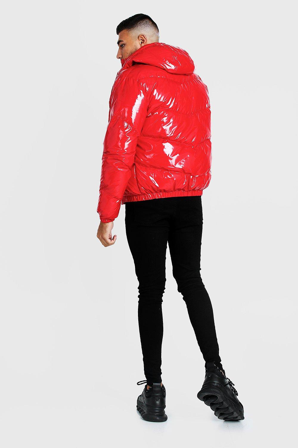 Boohoo red cheap puffer jacket