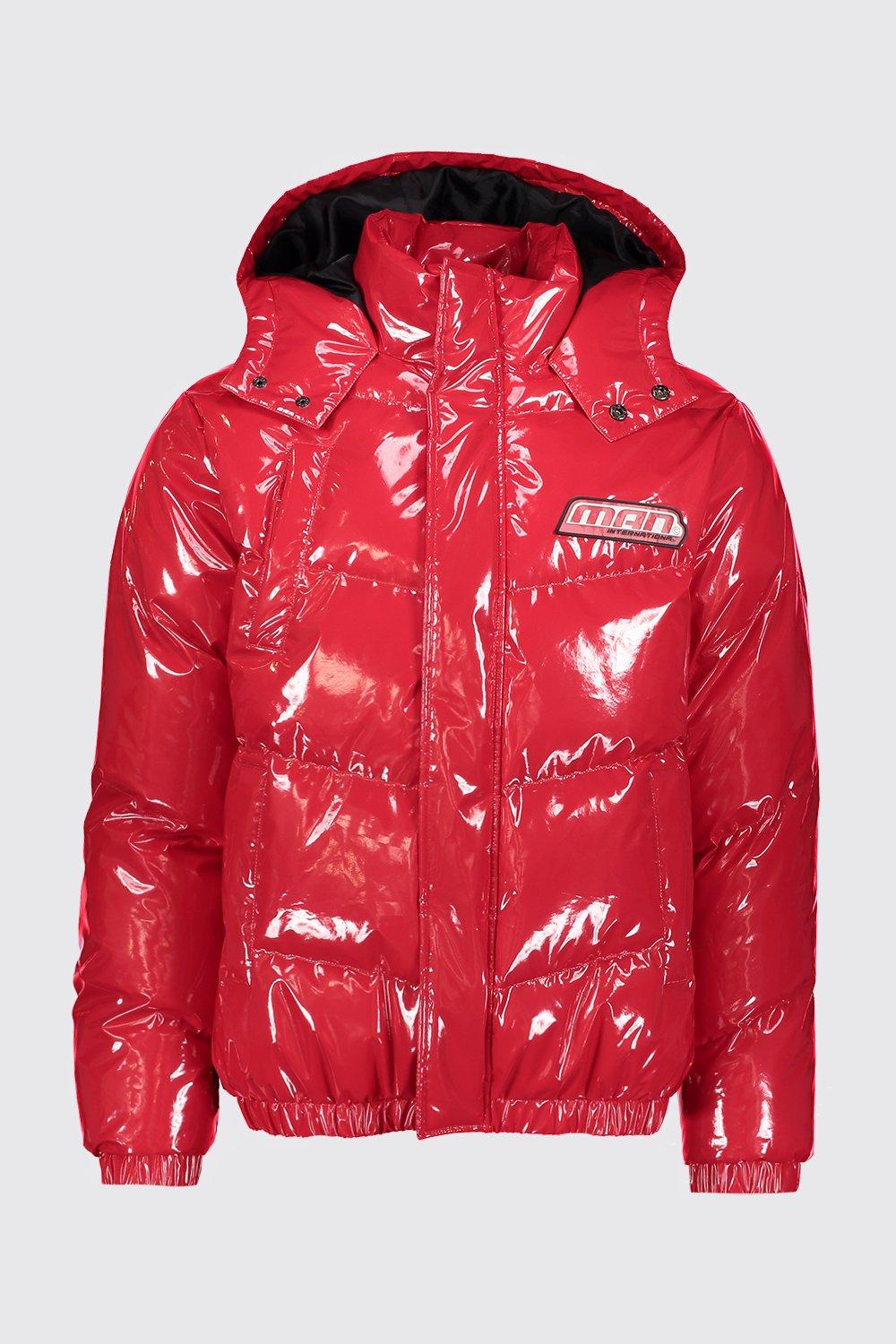 Mens red shiny puffer jacket best sale