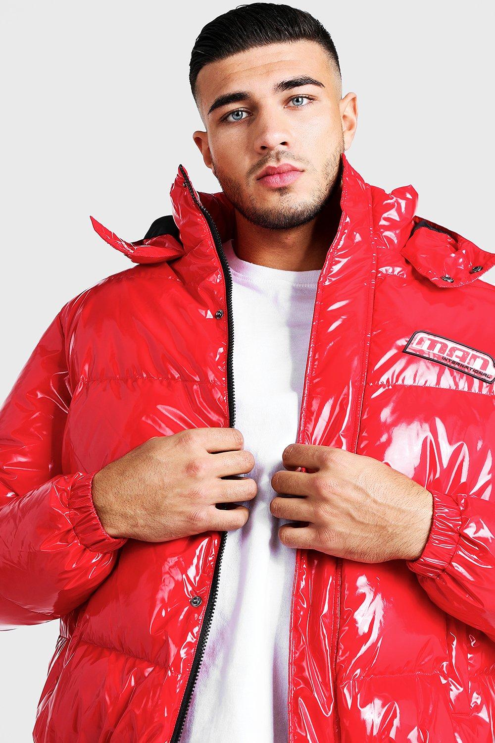 red shiny jacket mens