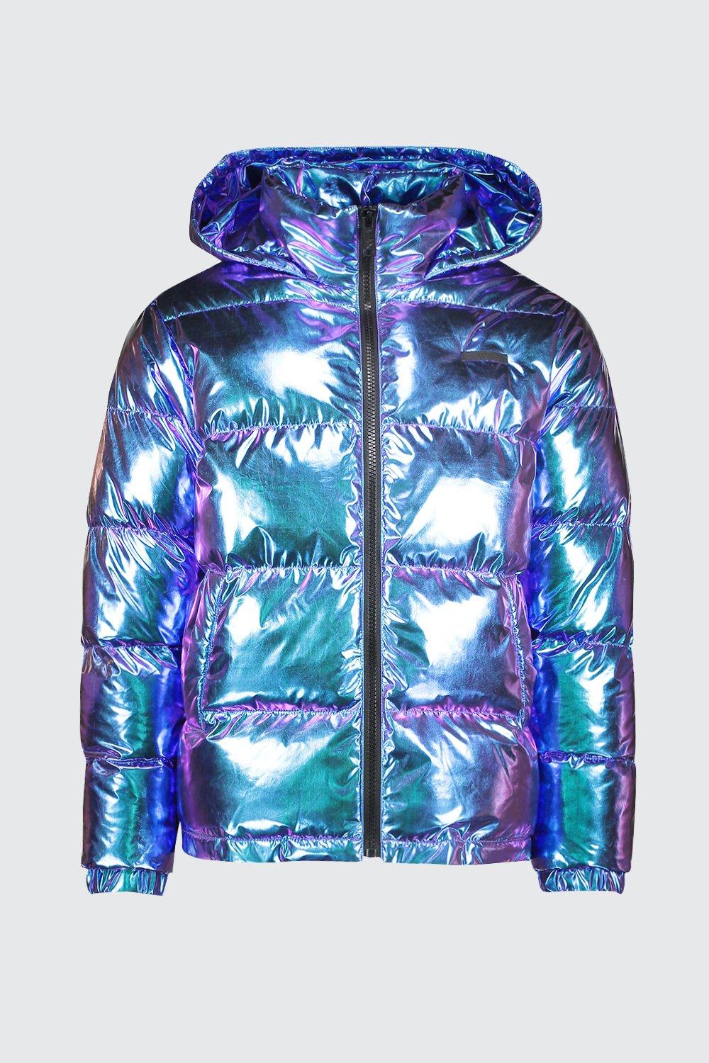 Metallic bubble outlet coat mens