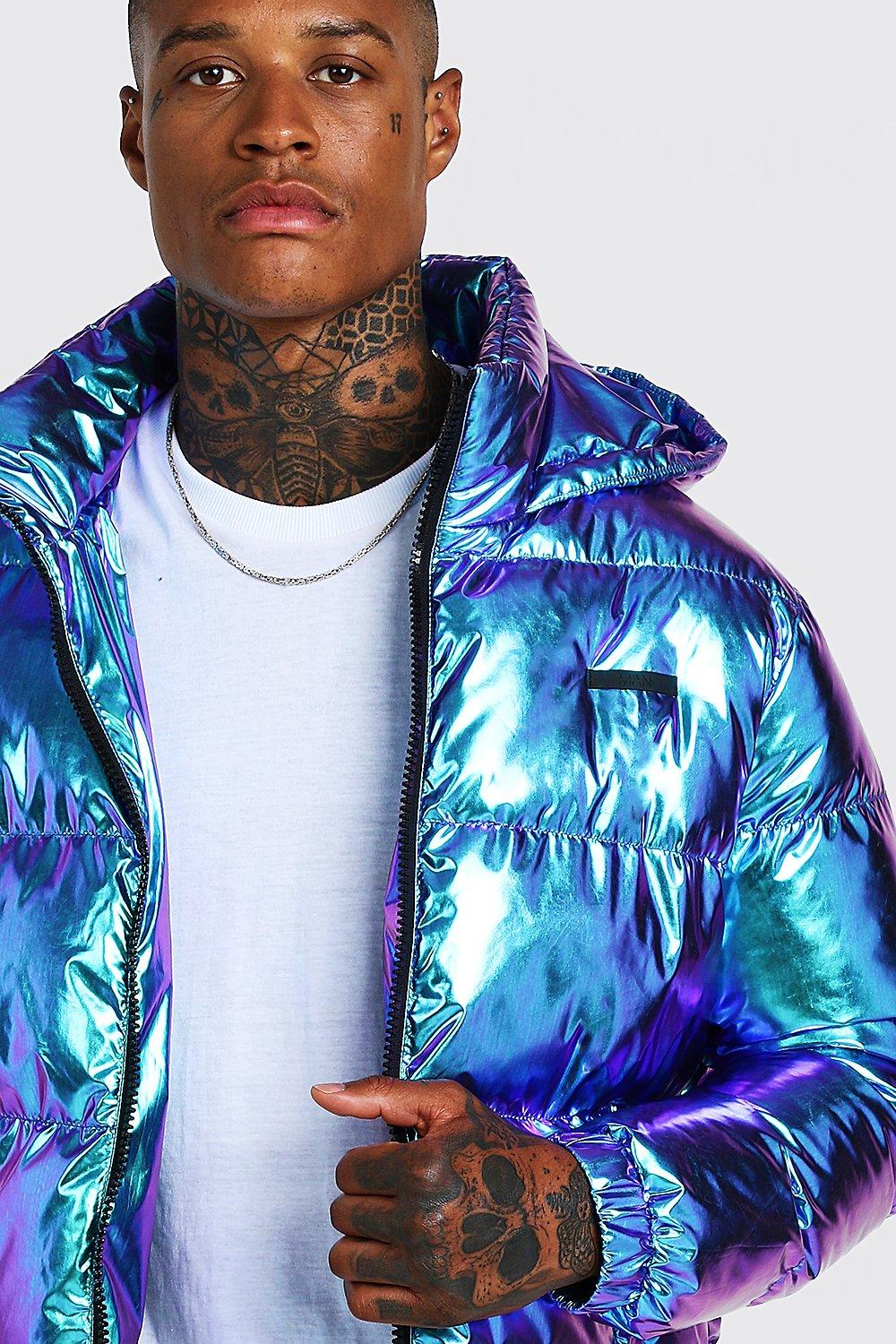 Holographic puffer cheap jacket mens