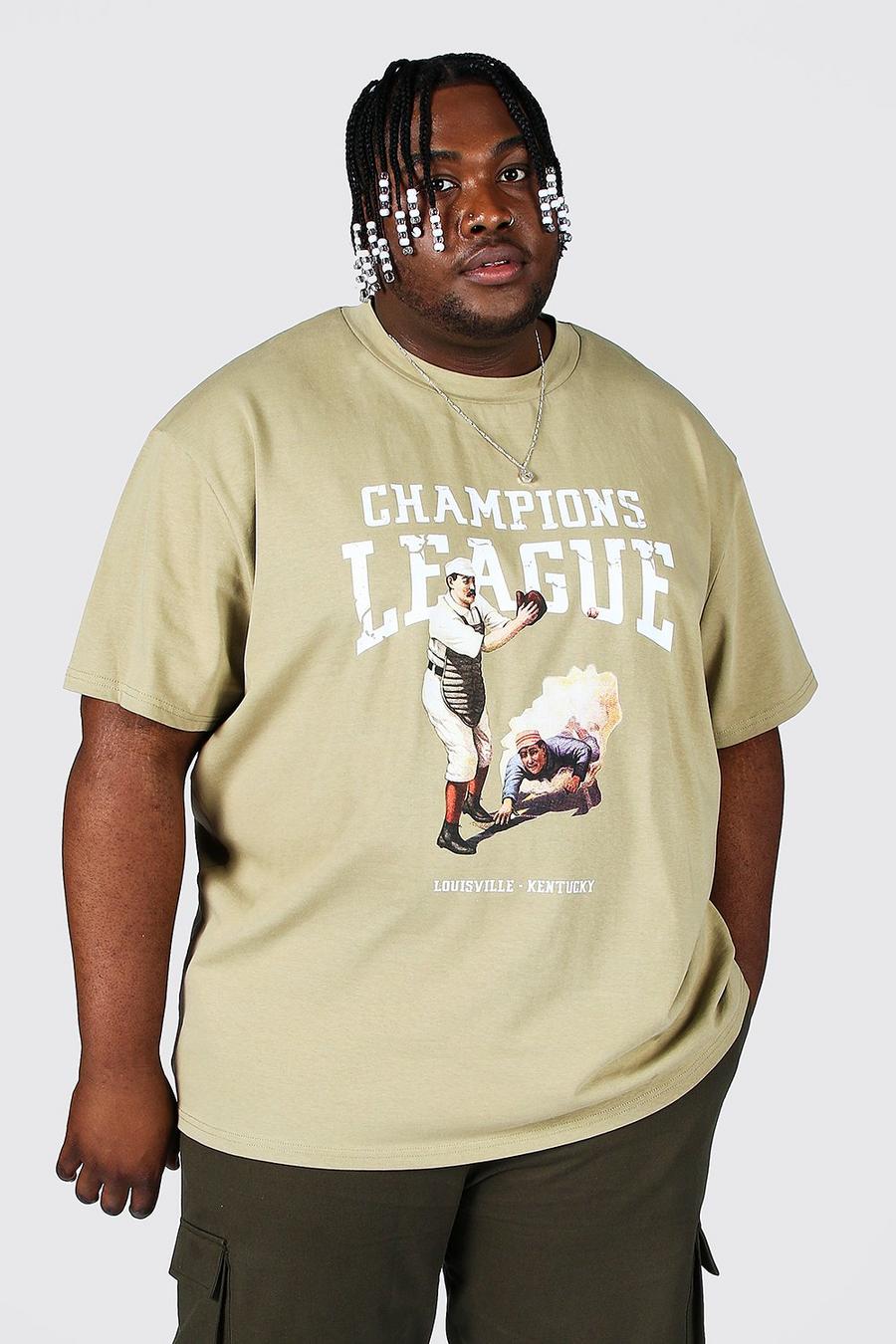 Khaki Plus size - T-shirt med ledig passform, hög halsmudd och ficka image number 1