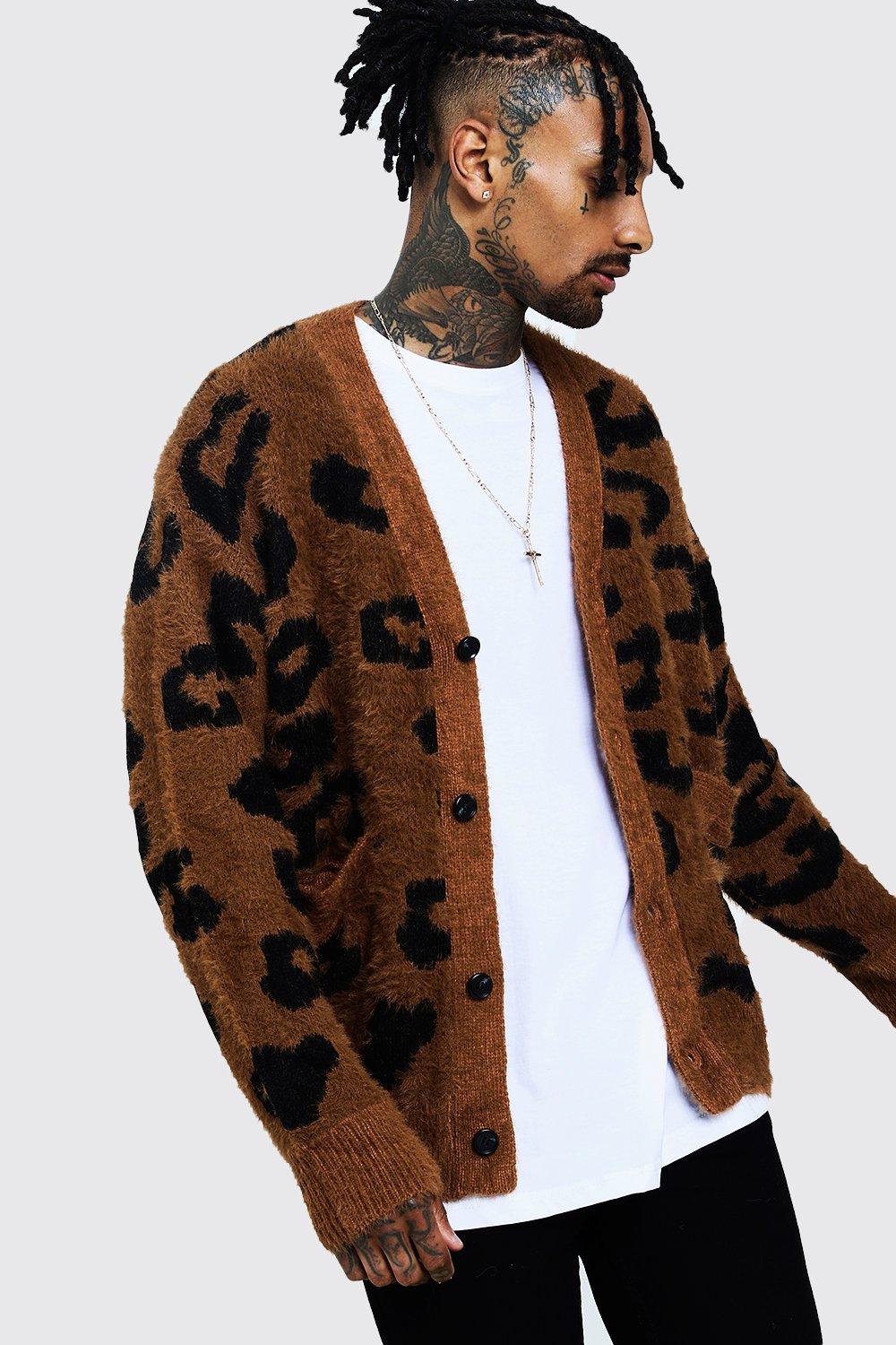 fluffy leopard cardigan