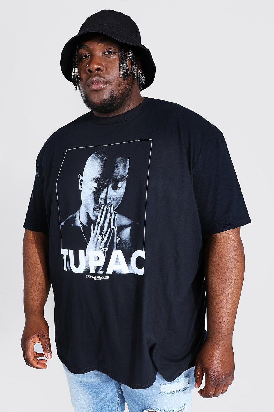 Big & Tall T-Shirt mit lizenziertem Tupac-Print, Schwarz image number 1