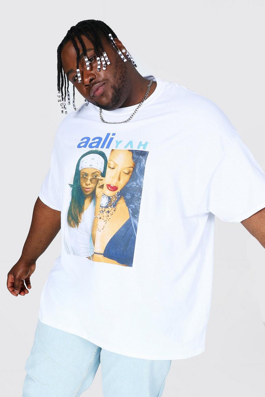 White Plus Size Aaliyah Splice License T-shirt