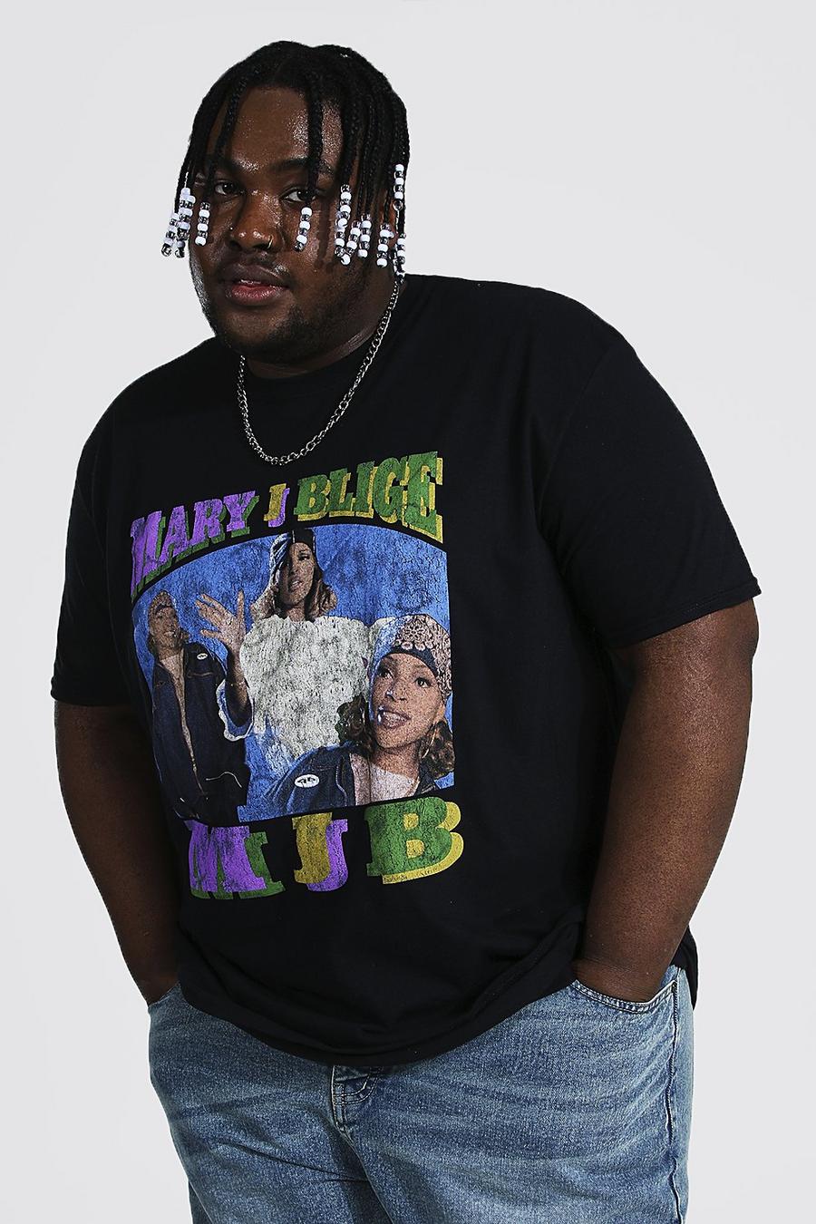 Plus Size T-Shirt mit lizenziertem Mary J Blige-Print, Schwarz image number 1