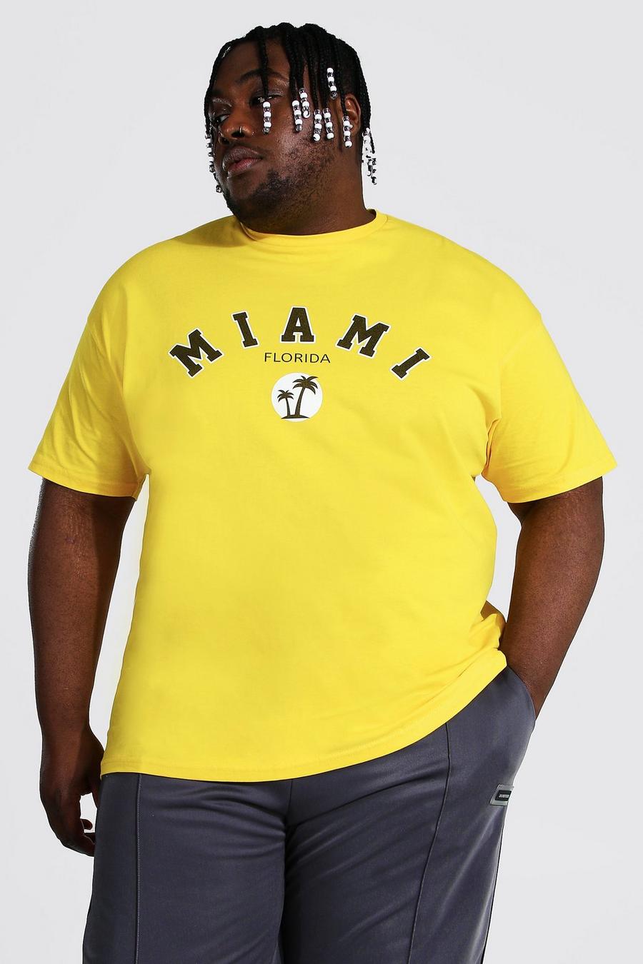 צהוב amarillo טישרט עם הדפס נבחרת ספורט Miami למידות גדולות image number 1