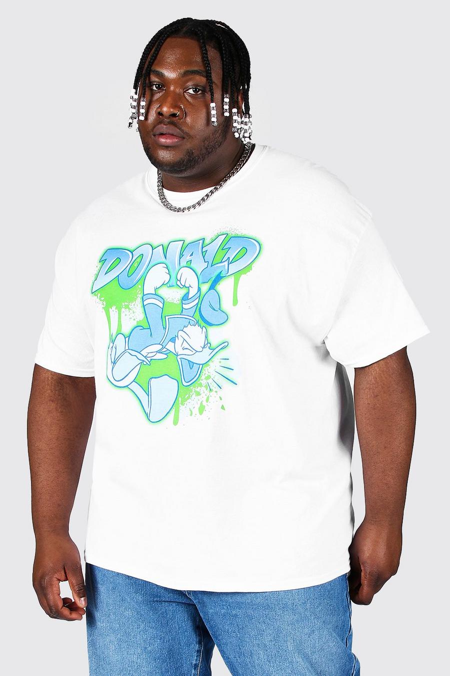 Plus Size T-Shirt mit lizenziertem Donald Duck Graffiti-Print, Weiß image number 1