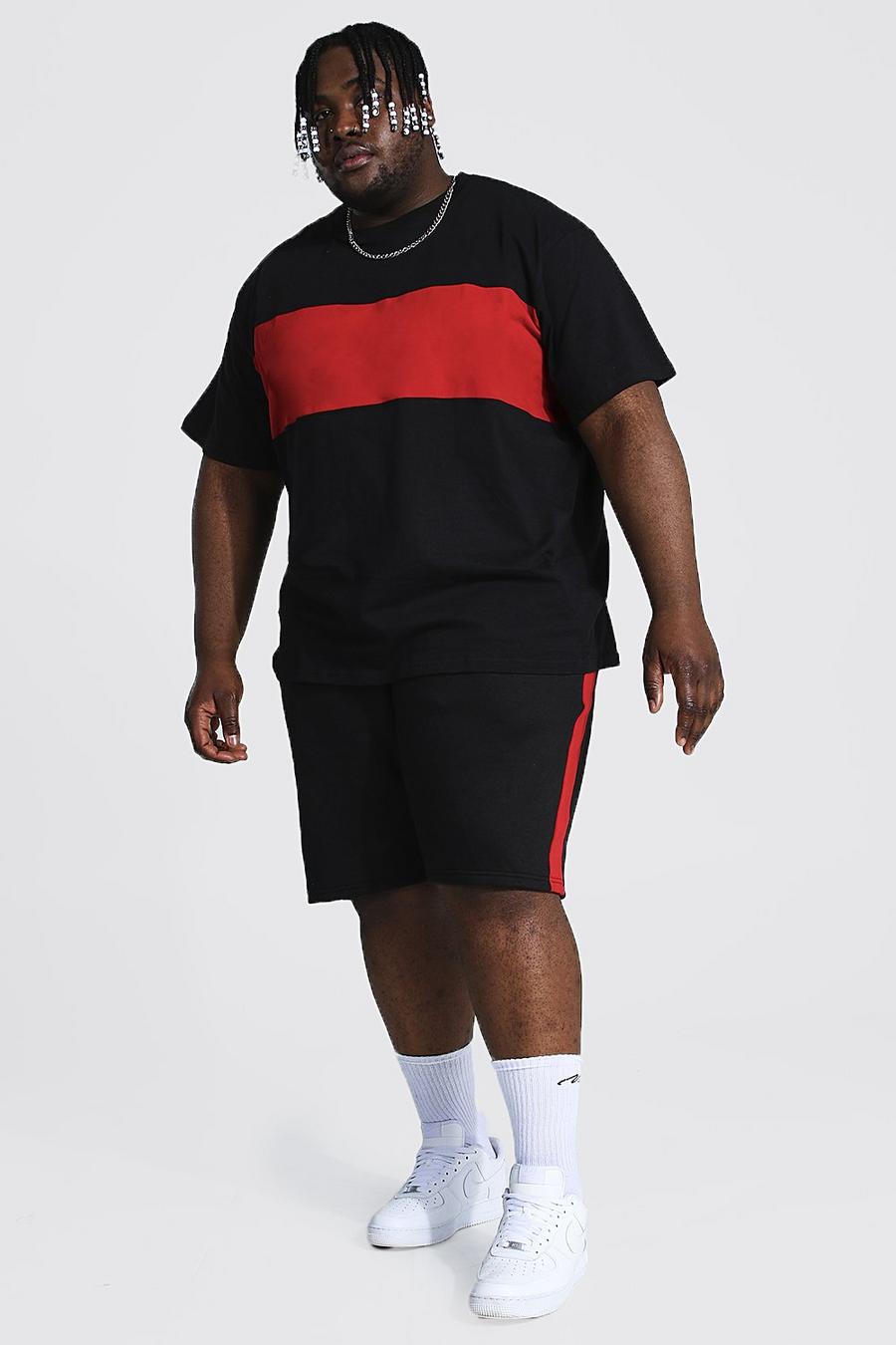 Black Plus - T-shirt och shorts med blockfärger image number 1