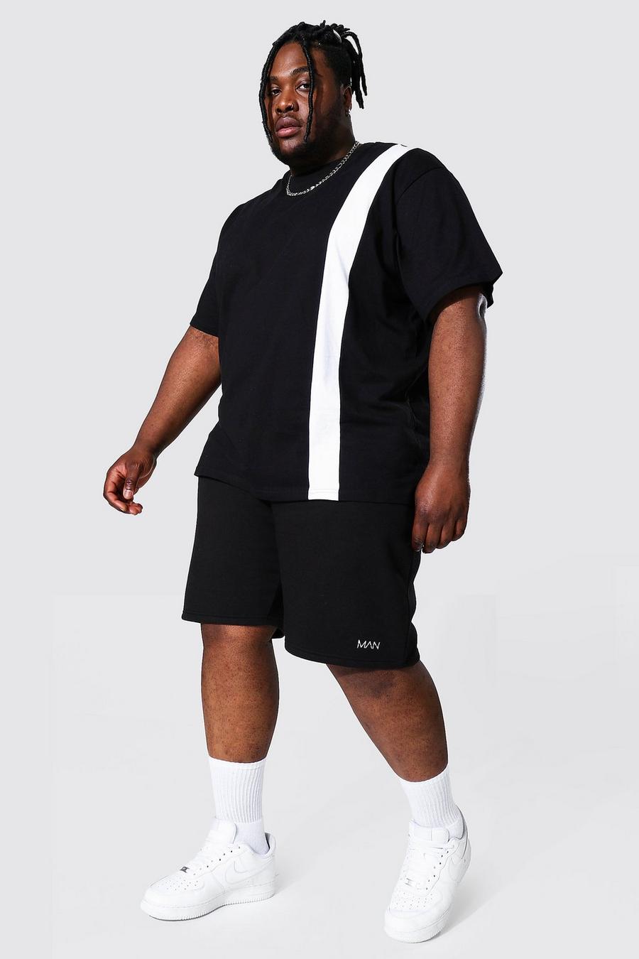 Black Plus - T-shirt och shorts med blockfärger image number 1