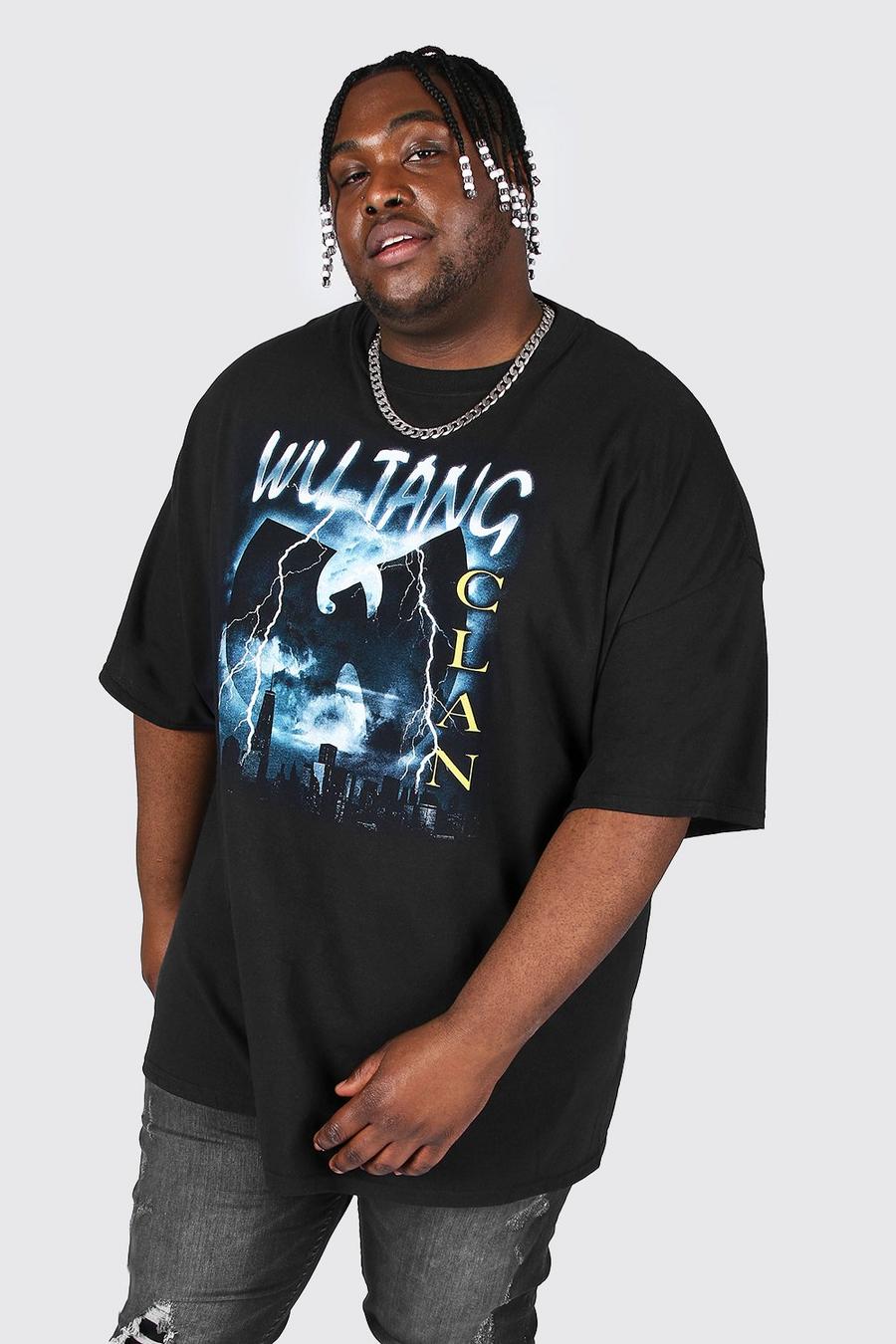 T-shirt Plus Size con stampa ufficiale di Wu-Tang con fulmini, Nero image number 1