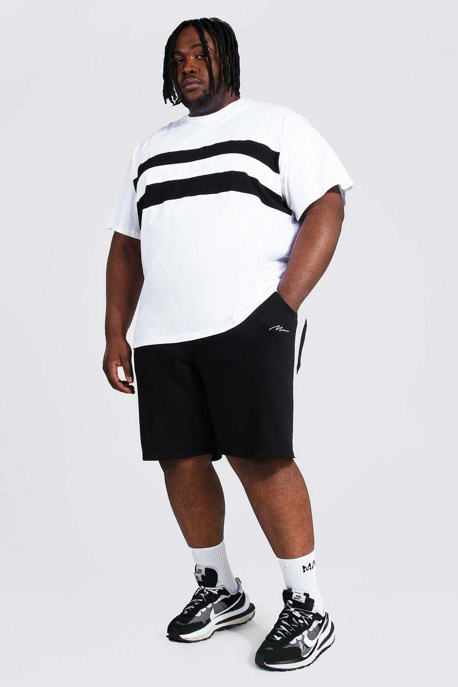 White Plus - T-shirt och shorts med blockfärger image number 1