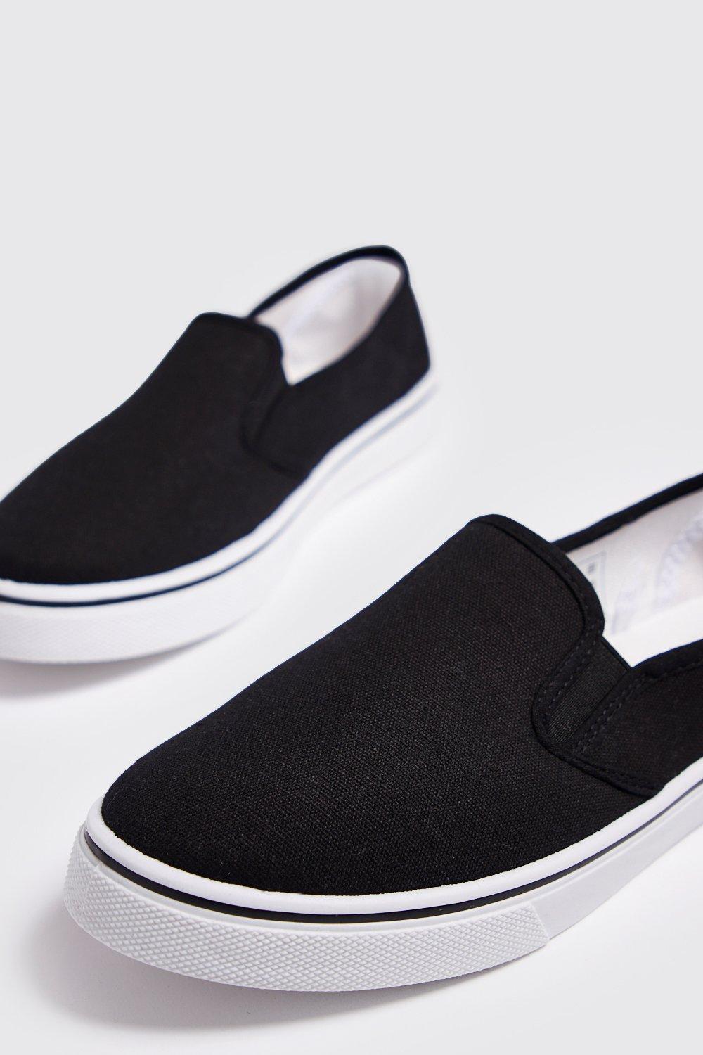 Black slip on plimsolls online