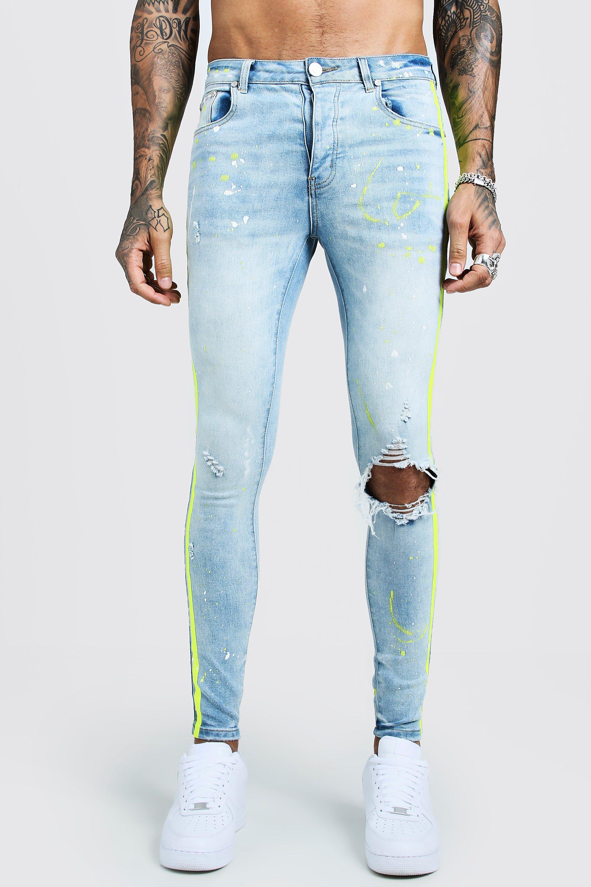 blue jeans with side stripe