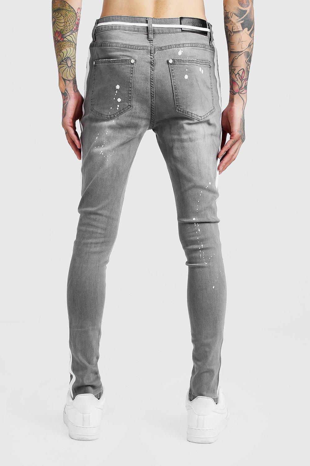 Grey jeans with side stripe deals
