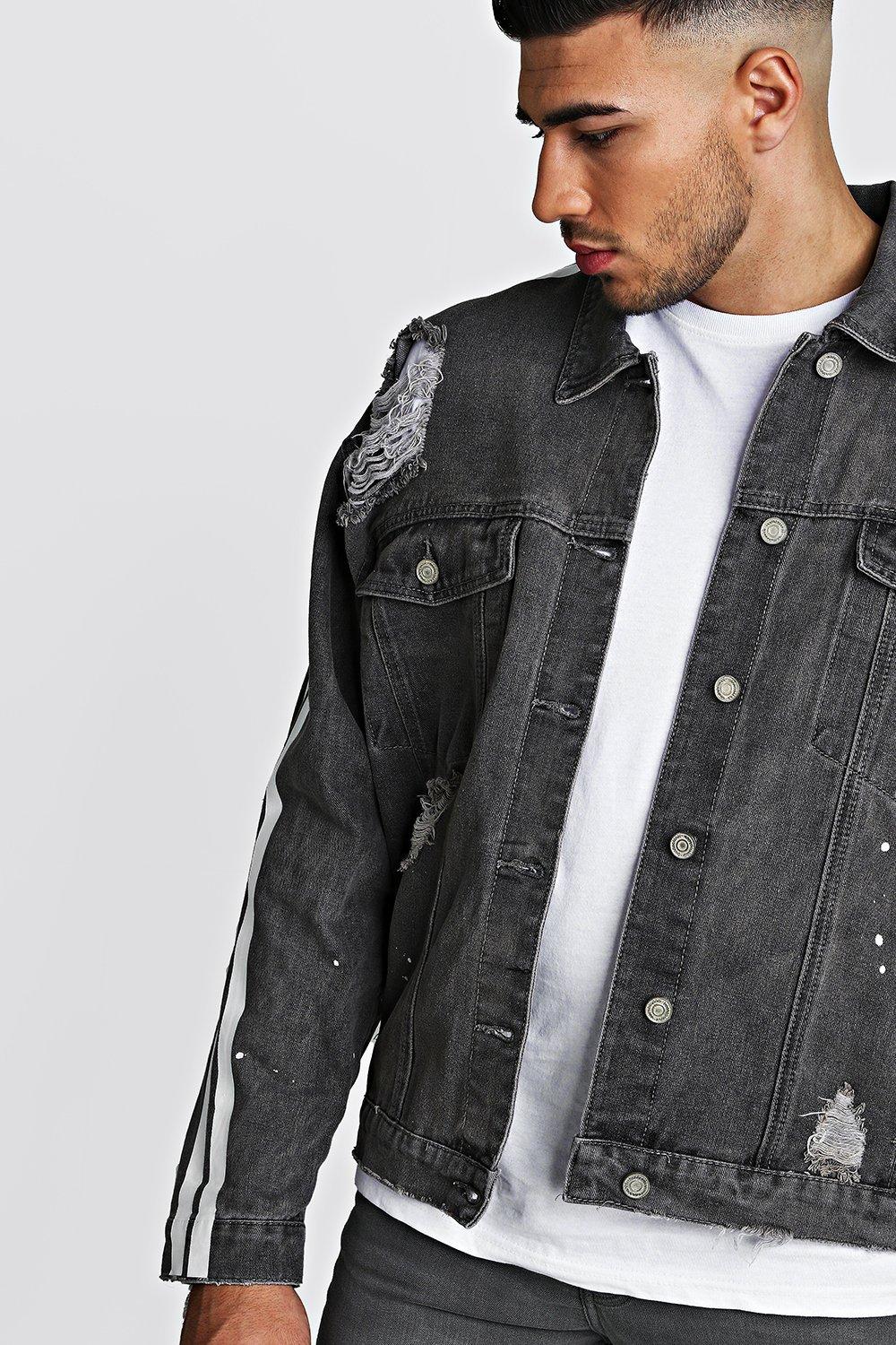 Denim jacket best sale with side stripe