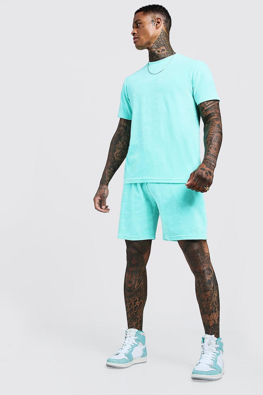 Ensemble short en velour MAN Signature, Aqua image number 1