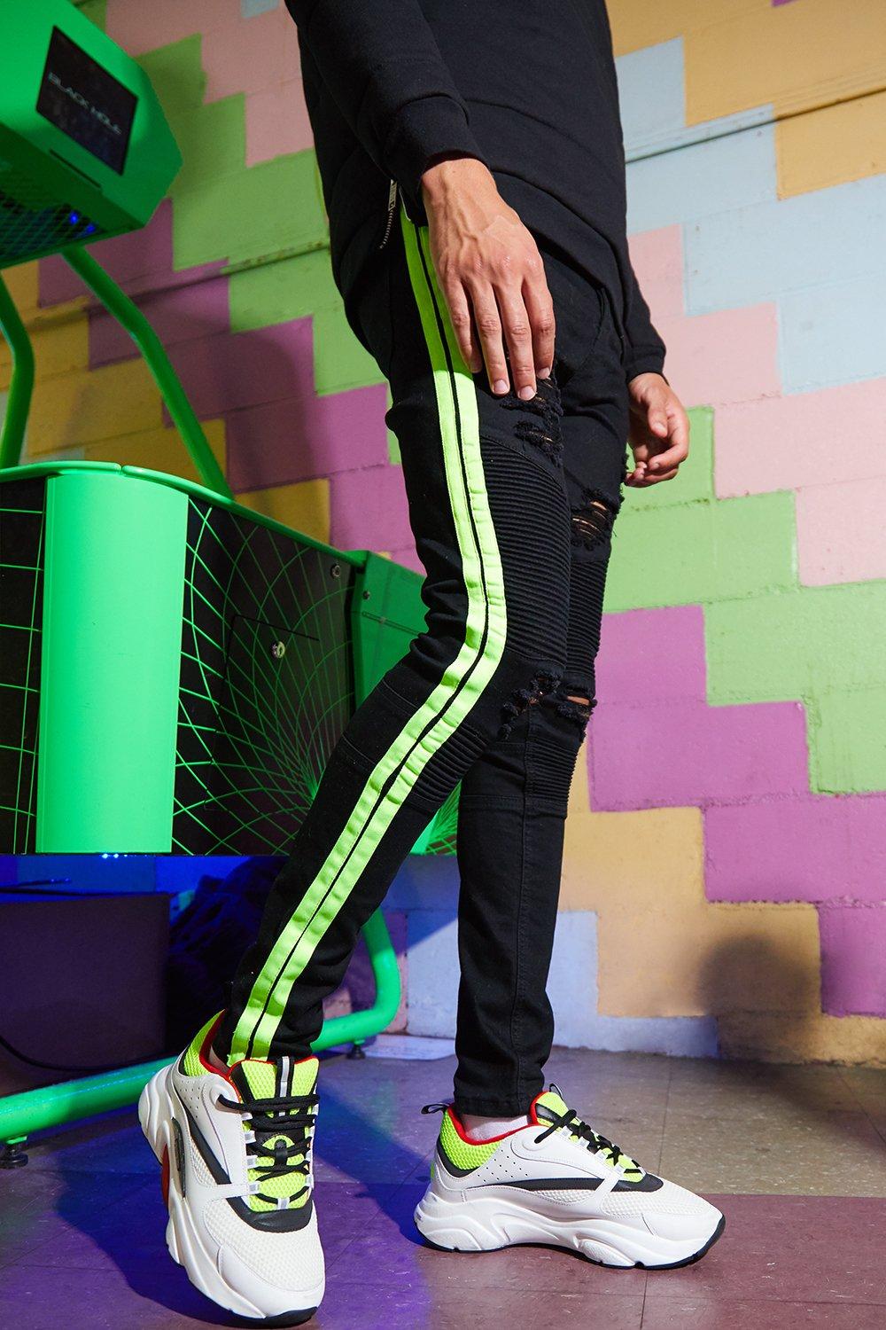 side tape black jeans