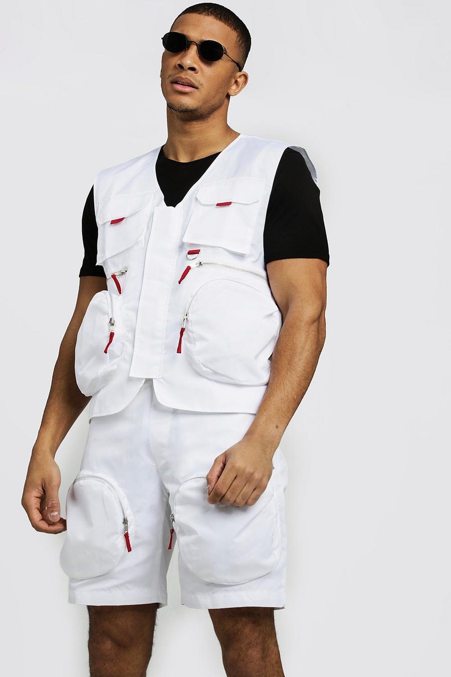 White Utility Tank With Zip Details image number 1